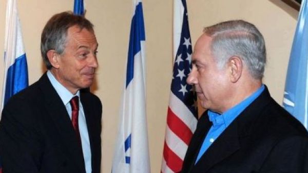 رئيس الوزراء الاسرائيلي بنيامين نتانياهو ومبعوث اللجنة الرباعية توني بلير 