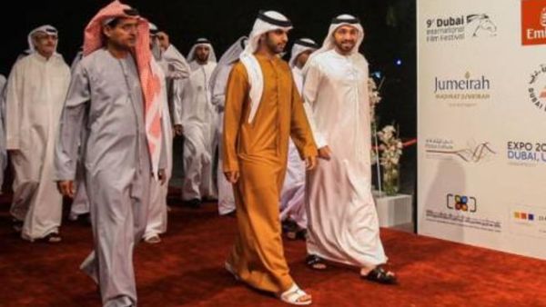 Shaikh Mansour Bin Mohammad Al Maktoum with Abdul Hamid Juma, Diff Chairman, at the closing ceremony (Photo: Ahmed Ramzan / Gulf News)