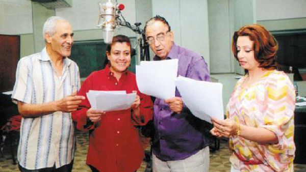 Actors Ahmed Ratib and Nashwa Mostafa during Ramadan's 'Shehrazad' radio series (Photo: Ahram Archive).