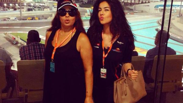 Fifi and her daughter Hanadi at the F1 Grand Prix in Abu Dhabi. (Image: Facebook)