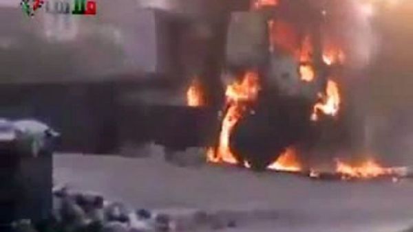 نيران تشتعل في مدينة حماة السورية
