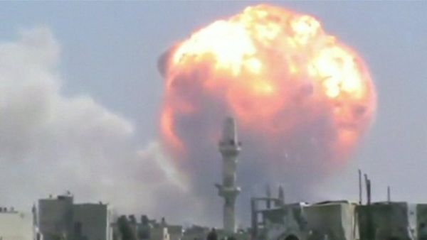 An explosion from the arms depot near Homs killed dozens earlier this year (Courtesy of BBC) An explosion from the arms depot near Homs killed dozens earlier this year (Courtesy of BBC)