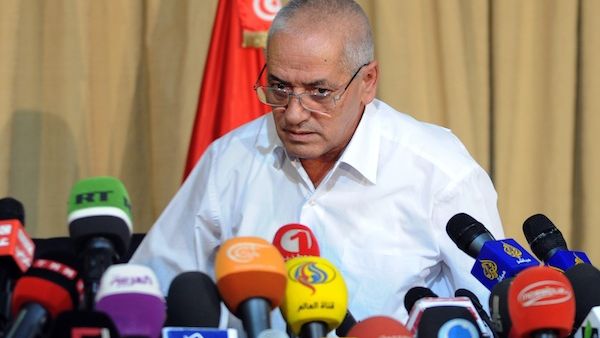 Tunisian mediator and Secretary General of the Tunisian General Labour Union (UGTT) Houcine Abbassi speaks during a press conference to announce the result of its latest bid to mediate an end to the crisis on September 21, 2013 in Tunis. (AFP)