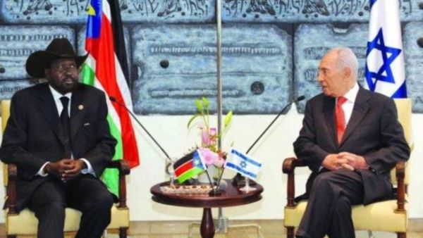 South Sudan President Salva Kiir with Israeli President Shimon Peres