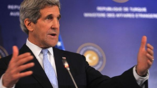 US Secretary of State John Kerry speaks during a press conferance at the Friends of Syria meeting on Saturday in Istanbul. (Photo: AFP PHOTO/OZAN KOSE) 