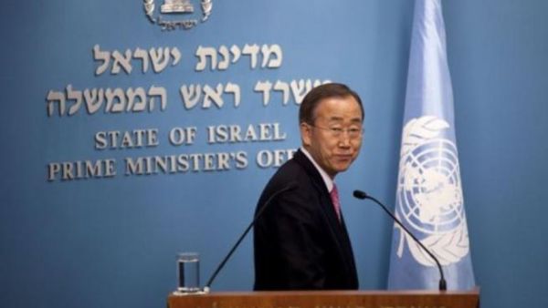 بان كي مون خلال مؤتمر صحافي في القدس
