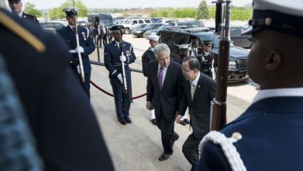 بان كي مون في زيارة غير مسبوقة لوزارة الدفاع الاميركية