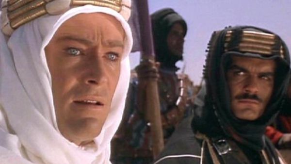 Peter O'Toole and Omar Sharif star in Lawrence of Arabia