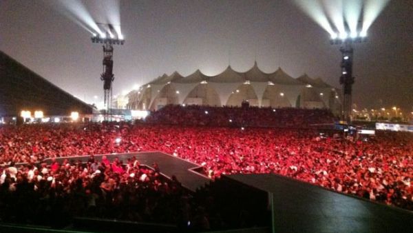 US pop icon Madonna hit the stage running at Abu Dhabi's Yas Island Stadium in her first-ever concert in the Gulf.