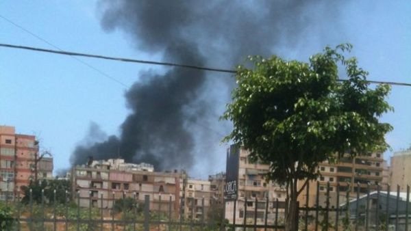 مشاهد من انفجار الضاحية الجنوبية في لبنان. 