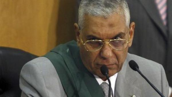 القاضي محمود كامل الرشيدي اثناء جلسة محاكمة الرئيس المصري السابق محمد حسني مبارك 
