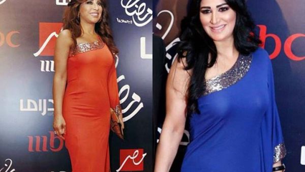 Najwa Karam and Saber Rebai's wife wore the same dress at the MBC dinner in Dubai. (Image: Facebook)