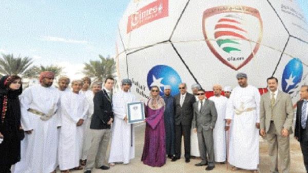 Oman has reportedly made the world's largest football (Photo courtesy of Times of Oman) Oman has reportedly made the world's largest football (Photo courtesy of Times of Oman)