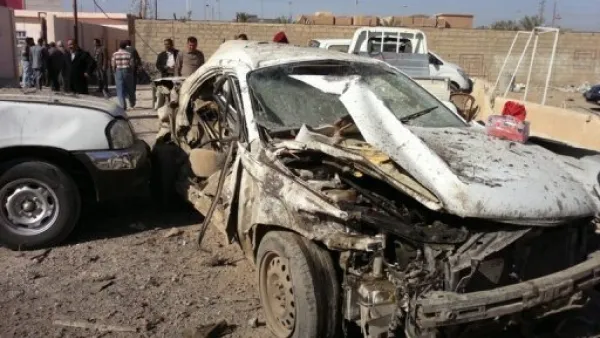 موقع التفجير في مركز امني في مدينة الرمادي العراقية