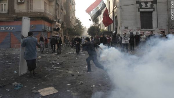 Tear gas was used to stop Islamist students from assembling Saturday as part of Egyptian authorities' security initiative ahead of Sunday's October war anniversary (Courtesy of CNN)