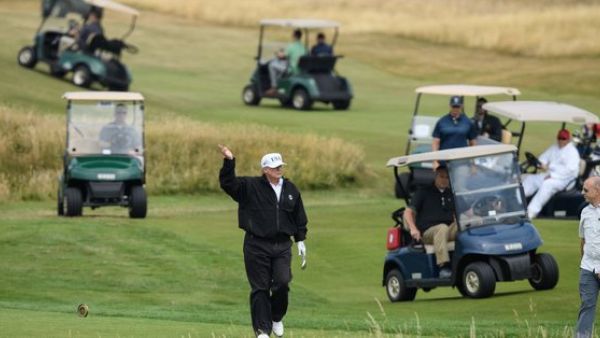 Before meeting with Putin, President Trump is taking advantage of the American taxpayer to get some free advertising in for his failing Scottish golf resort (Twitter)
