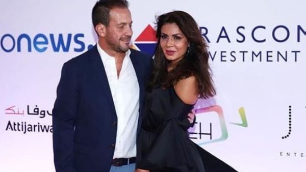 الفنانة نجلاء بدر وزوجها في مهرجان الجونة السينمائي