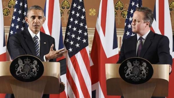 أوباما خلال مؤتمر صحفي مع رئيس الوزراء البريطاني، ديفيد كاميرون