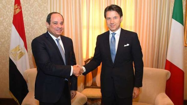 الرئيس المصري عبد الفتاح السيسي ورئيس الوزراء الإيطالي جيوسبي كونتي