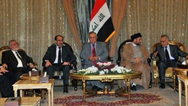 قادة العراق خلال اجتماع لدى الرئيس جلال طالباني/أرشيف/أ.ف.ب