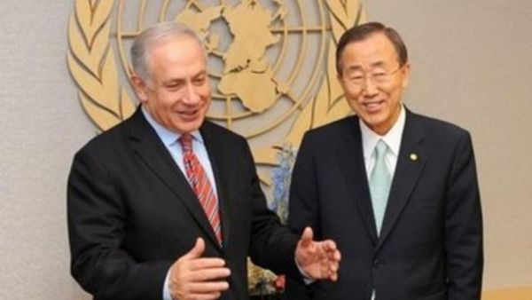 نتاناياهو خلال لقائه امين عام الامم المتحدة بان كي مون في نيويورك