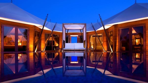 The hotel's private pool