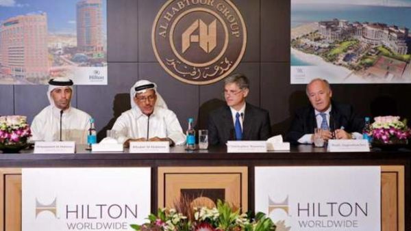 During the press conference with Khalaf Al Habtoor, chairman and founder of Al Habtoor Group and Christopher J. Nassetta, president and chief executive officer, Hilton Worldwide During the press conference with Khalaf Al Habtoor, chairman and founder of Al Habtoor Group and Christopher J. Nassetta, president and chief executive officer, Hilton Worldwide