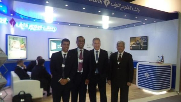 Andre’ Sayegh- CEO of FGB in SIBOS along with Bank’s representatives