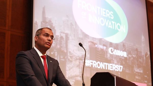 Anurag Agrawal, Managing Director of Canon Middle East, addressing the audience at the Frontiers of Innovation Forum 2017. Anurag Agrawal, Managing Director of Canon Middle East, addressing the audience at the Frontiers of Innovation Forum 2017.
