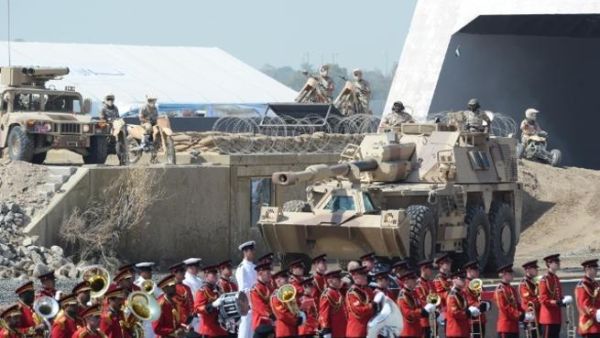 Aircraft, helicopters, stunt bikers and winged skydivers among the highlights of IDEX stunning opening ceremony