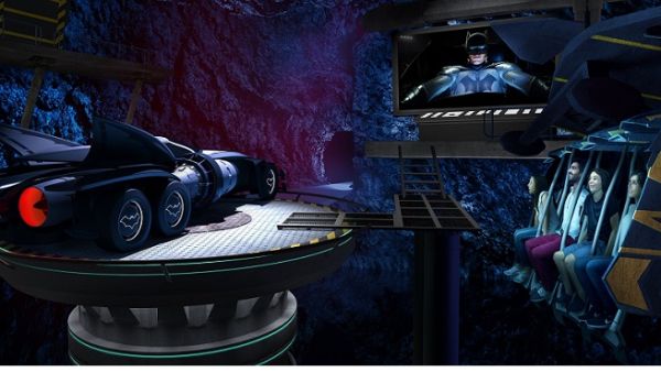In Gotham City, guests will be able to climb aboard a one-of-a-kind robotically controlled flying Batwing vehicle.