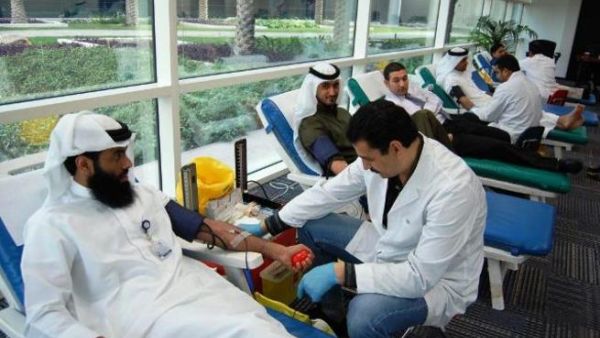 Volunteers at the blood donation drive