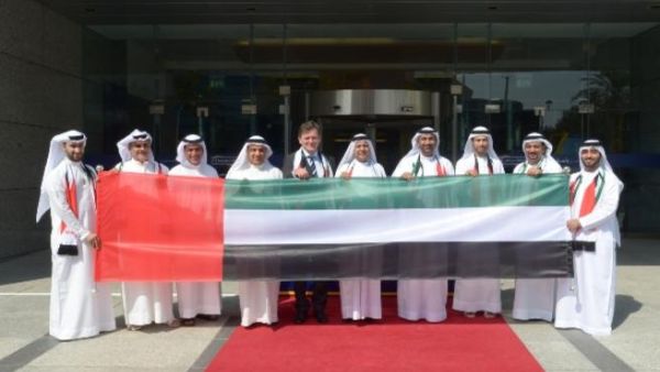Emirates NBD Board Members & Senior Executives raise UAE National flag Emirates NBD Board Members & Senior Executives raise UAE National flag