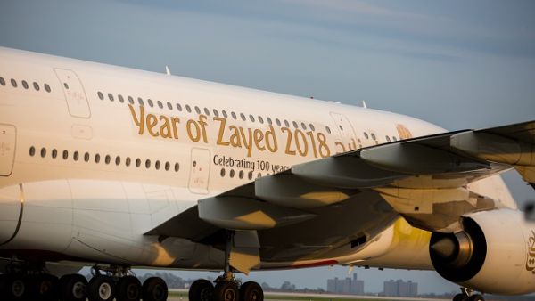 Emirates flight EK 205 carrying the special livery landed in John F Kennedy International Airport in New York.