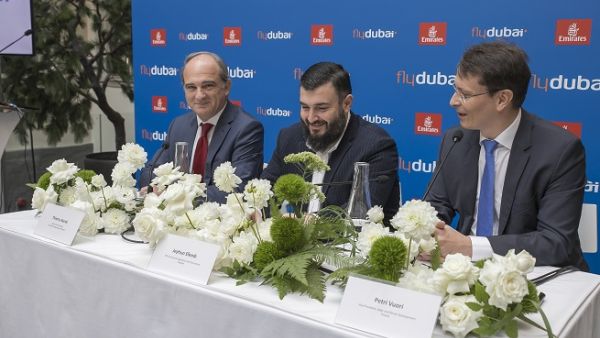 Thierry Aucoc, Senior Vice President, Commercial at Emirates, Jeyhun Efendi, Senior Vice President, Commercial Operations and E-commerce at flydubai, Petri Vuori, Vice President at Finavia, Sales and Route Development.