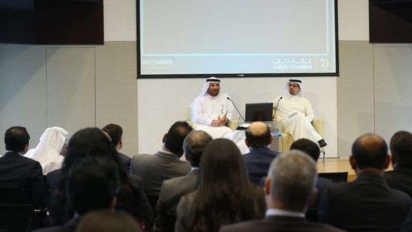 HE Abdullah Al Shaibani and HE Hamad Buamim during the Talk Business at Breakfast