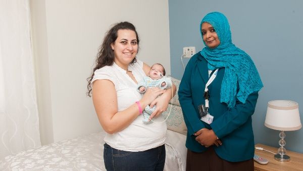 Dr. Amani Saeed Ibrahim (right) with the mother of the baby Dr. Amani Saeed Ibrahim (right) with the mother of the baby