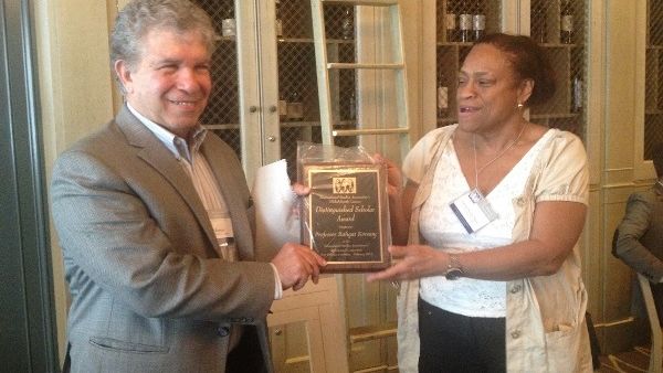 Bahgat Korany, professor of international relations and political economy at The American University in Cairo receiving the award Bahgat Korany, professor of international relations and political economy at The American University in Cairo receiving the award