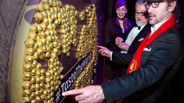 Chef Paul Pairet of Ultraviolet Shanghai, one of The World’s 50 Best Chefs, tries his luck at winning two Business Class tickets to anywhere in the Etihad Airways network by selecting a chocolate from an edible map of the world Chef Paul Pairet of Ultraviolet Shanghai, one of The World’s 50 Best Chefs, tries his luck at winning two Business Class tickets to anywhere in the Etihad Airways network by selecting a chocolate from an edible map of the world