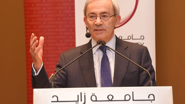 Professor Christopher Pissarides gives a lecture at Zayed University in Abu Dhabi Professor Christopher Pissarides gives a lecture at Zayed University in Abu Dhabi