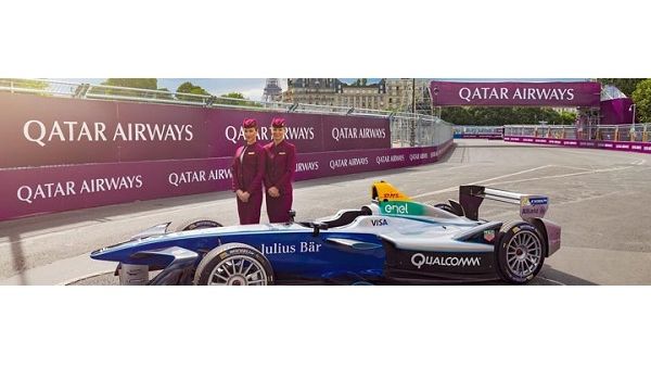 Qatar Airways was the official airline partner and title sponsor of the 2017 Qatar Airways Paris ePrix Qatar Airways was the official airline partner and title sponsor of the 2017 Qatar Airways Paris ePrix