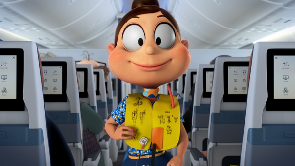 Cabin Crew member, Maya, in a still from flydubai's MAX safety video