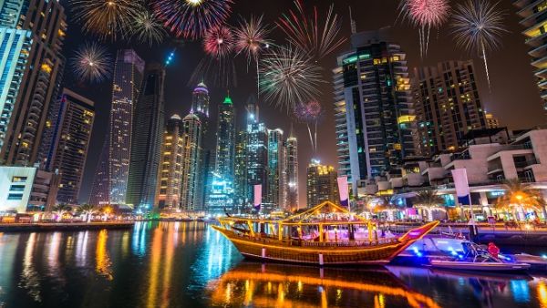 Venues across Dubai are marking the occasion by lighting up the night skies with spectacular fireworks. (Shutterstock) Venues across Dubai are marking the occasion by lighting up the night skies with spectacular fireworks. (Shutterstock)