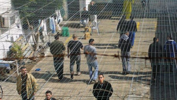 Palestinian prisoners at the Megiddo Prison. (AFP/File)