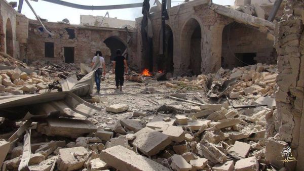 Al-Salheen Mosque after an air strike. (Photo: Halab Today TV July 26)