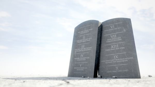 Two stone tablets with the ten commandments inscribed (Shutterstock)