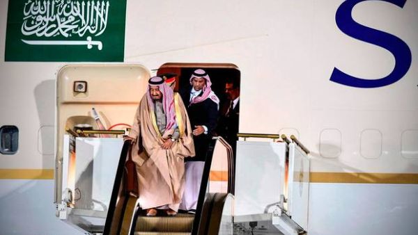 Saudi Arabia's King Salman bin Abdulaziz Al Saud gets off the plane upon his arrival at Moscow's airport. (AFP/ File Photo)