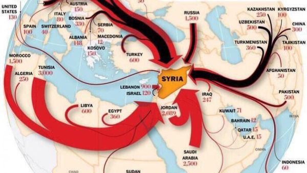 38 شرعيا يدعو  لـ"النفير العام إلى سوريا" - خرائط 