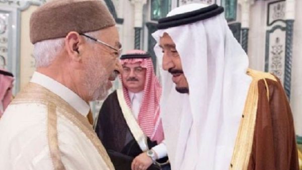 الملك سلمان وزعيم حركة النهضة راشد الغنوشي
