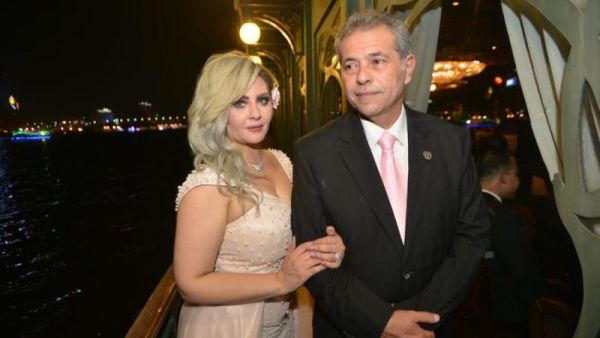 توفيق عكاشة وعروسه حياة الدرديري
